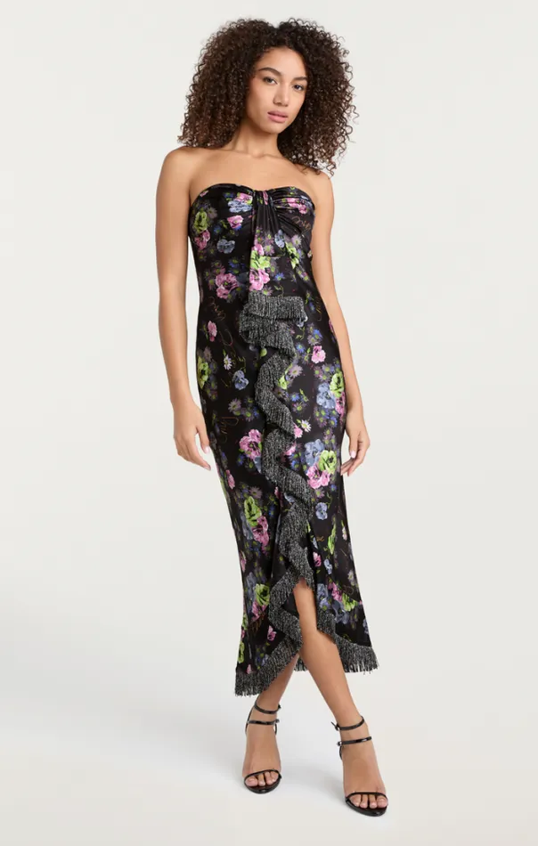 Cinq A Sept Midi Women Midnight Bloom Elise Dress Midnight Multi