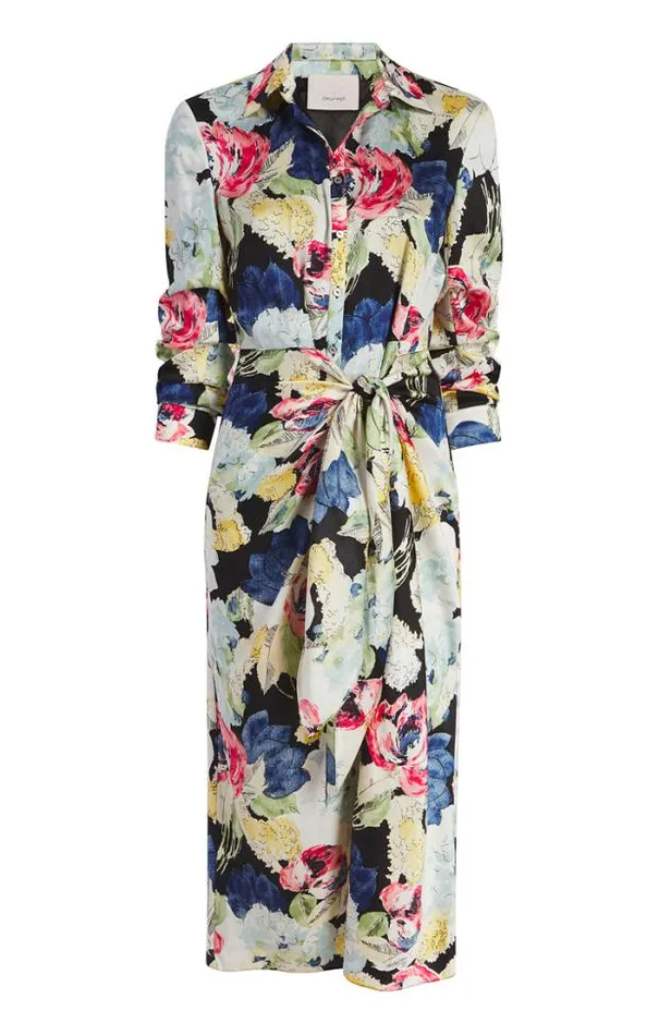 Cinq A Sept Midi Women Wildwood Flower Jacey Dress Black Multi
