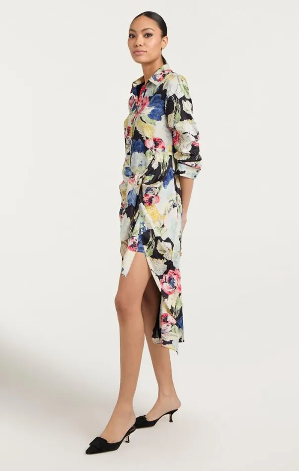 Cinq A Sept Midi Women Wildwood Flower Jacey Dress Black Multi