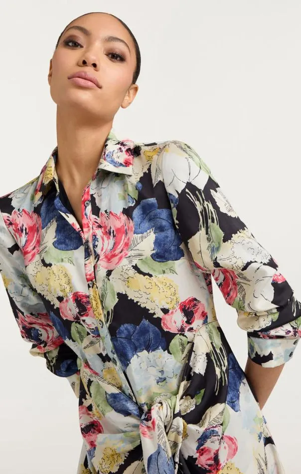 Cinq A Sept Midi Women Wildwood Flower Jacey Dress Black Multi