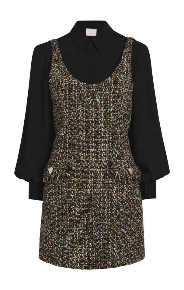 Cinq A Sept Mini Women Confetti Tweed Florianna Dress Black Multi