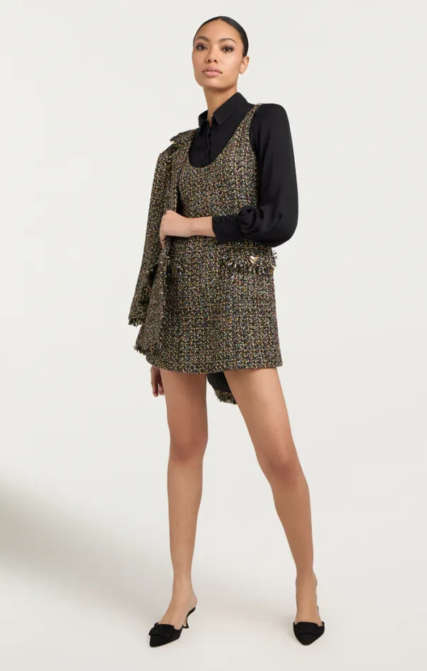 Cinq A Sept Mini Women Confetti Tweed Florianna Dress Black Multi