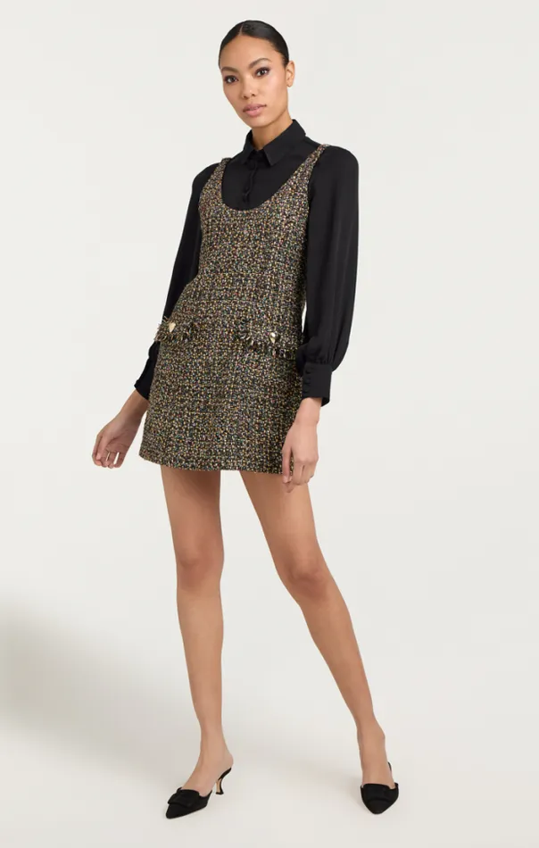 Cinq A Sept Mini Women Confetti Tweed Florianna Dress Black Multi