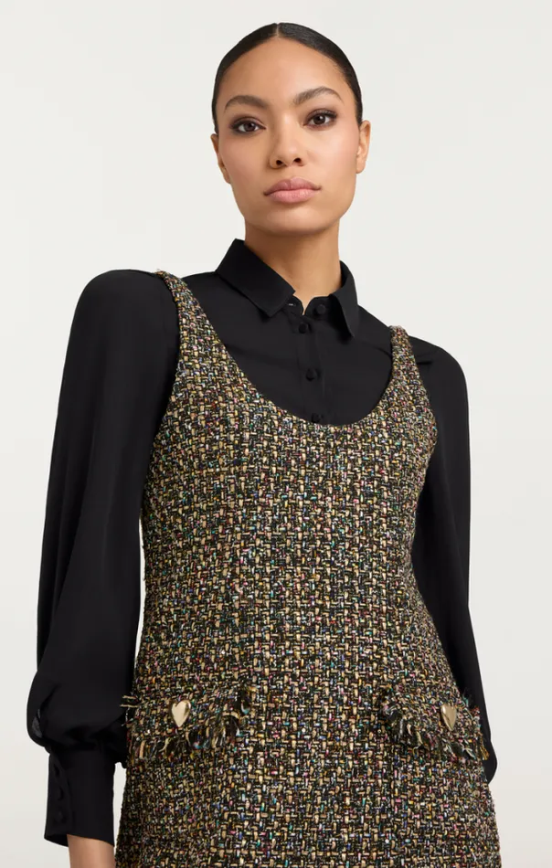 Cinq A Sept Mini Women Confetti Tweed Florianna Dress Black Multi