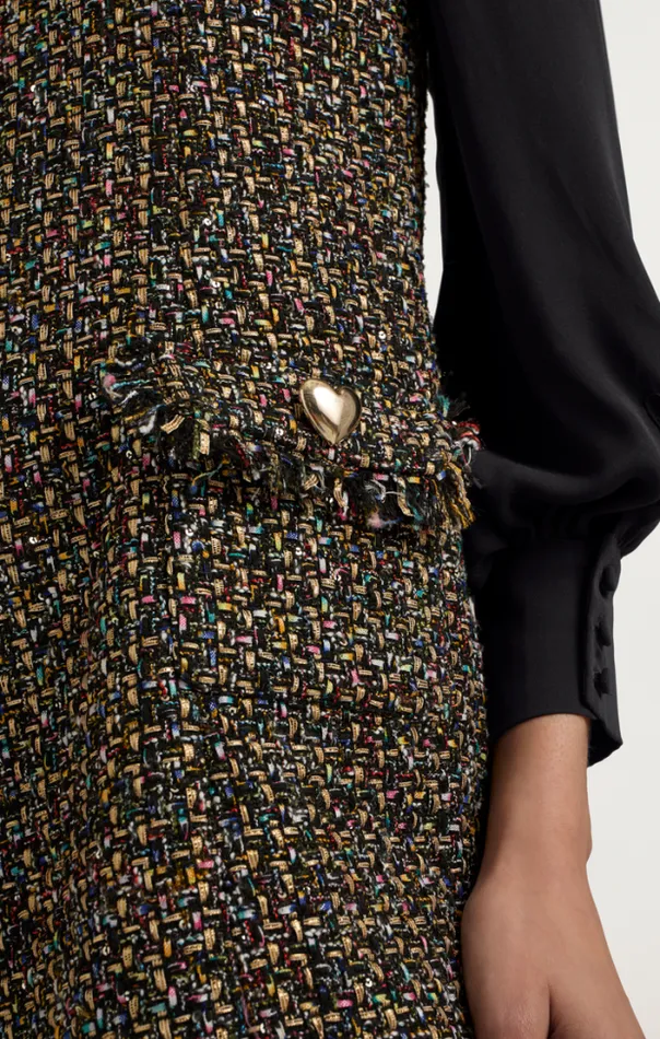 Cinq A Sept Mini Women Confetti Tweed Florianna Dress Black Multi