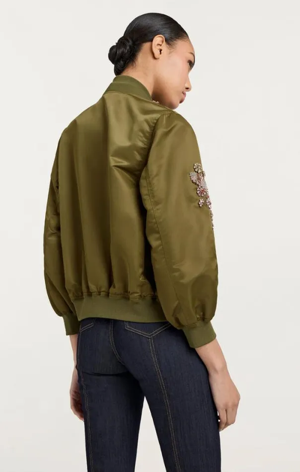 Cinq A Sept Outerwear Women Diamond Daisies Embellished Talulla Bomber Olive