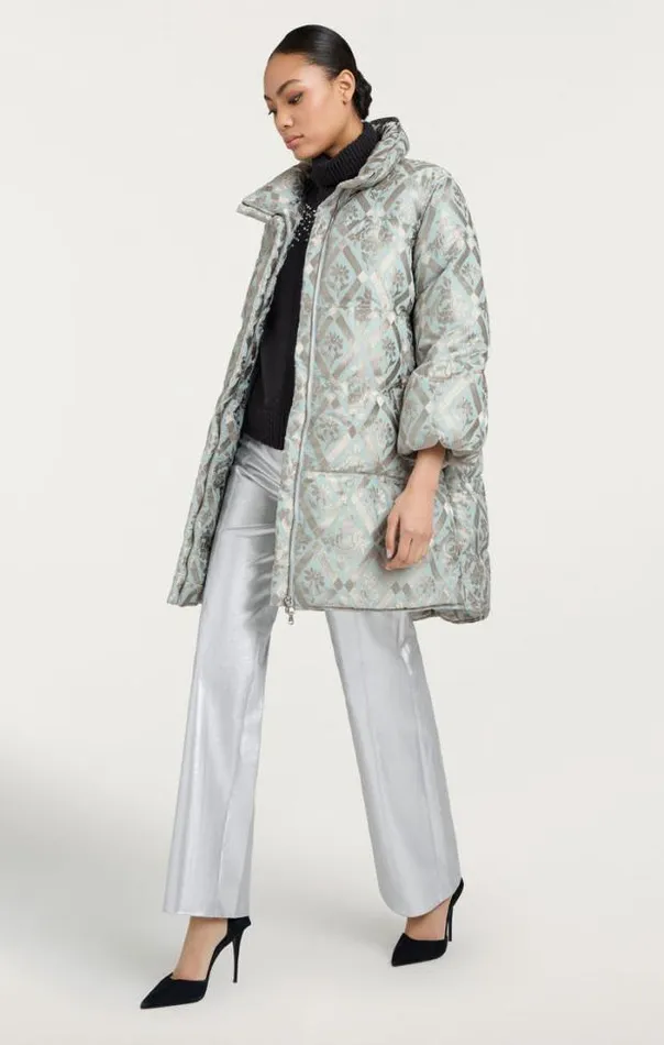Cinq A Sept Outerwear Women Diamond Floral Hallie Puffer Celestial Blue