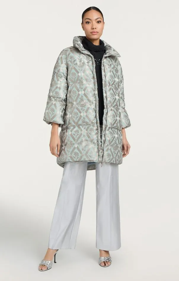 Cinq A Sept Outerwear Women Diamond Floral Hallie Puffer Celestial Blue