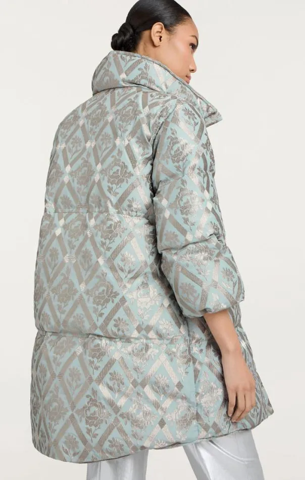 Cinq A Sept Outerwear Women Diamond Floral Hallie Puffer Celestial Blue