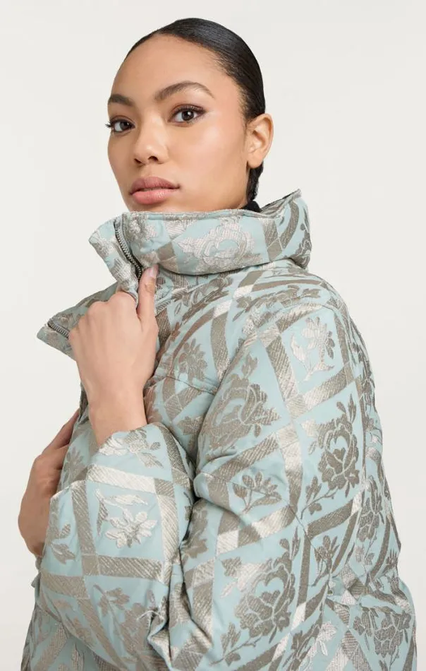 Cinq A Sept Outerwear Women Diamond Floral Hallie Puffer Celestial Blue
