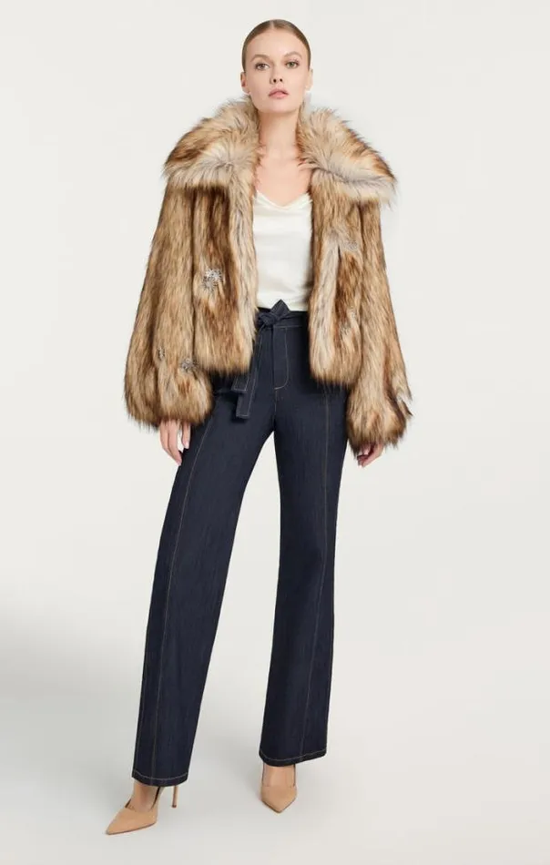 Cinq A Sept Outerwear Women Embellished Short Tenley Coat Natural