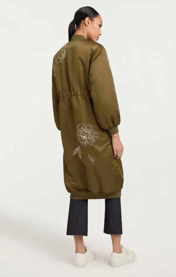 Cinq A Sept Outerwear Women Peony Embroidered Long Pauline Coat Olive