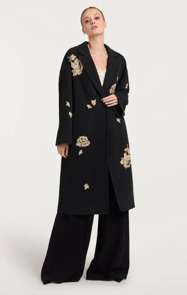 Cinq A Sept Outerwear Women Rose Embellished Gravis Coat Black