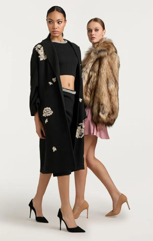 Cinq A Sept Outerwear Women Rose Embellished Gravis Coat Black