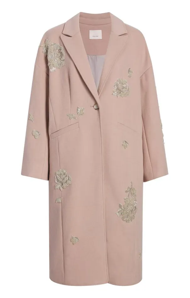 Cinq A Sept Outerwear Women Rose Embellished Gravis Coat Oyster