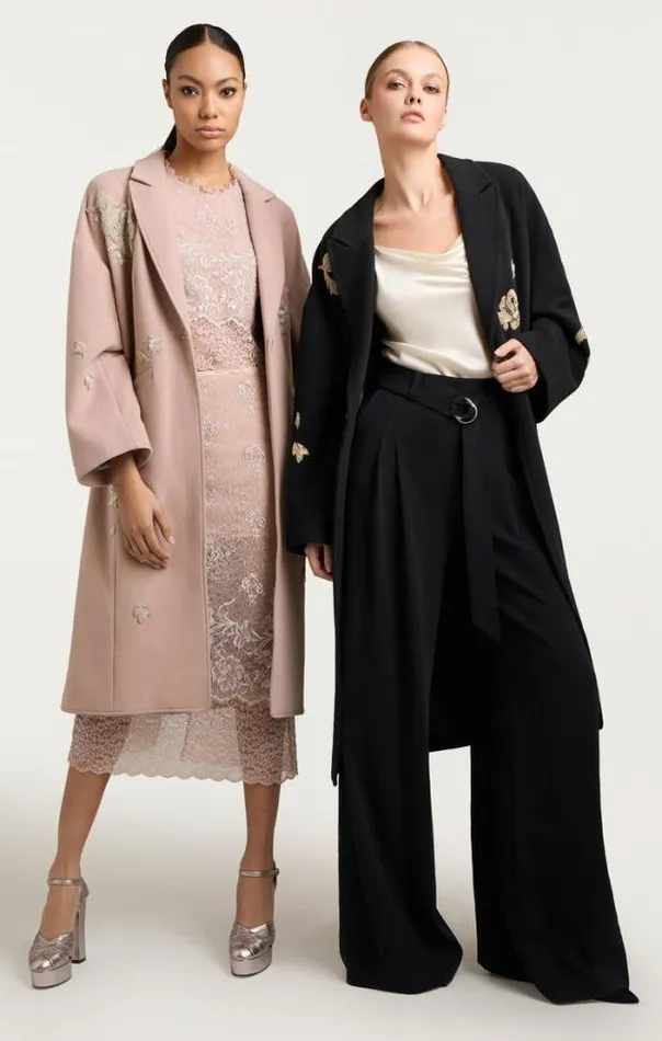 Cinq A Sept Outerwear Women Rose Embellished Gravis Coat Oyster