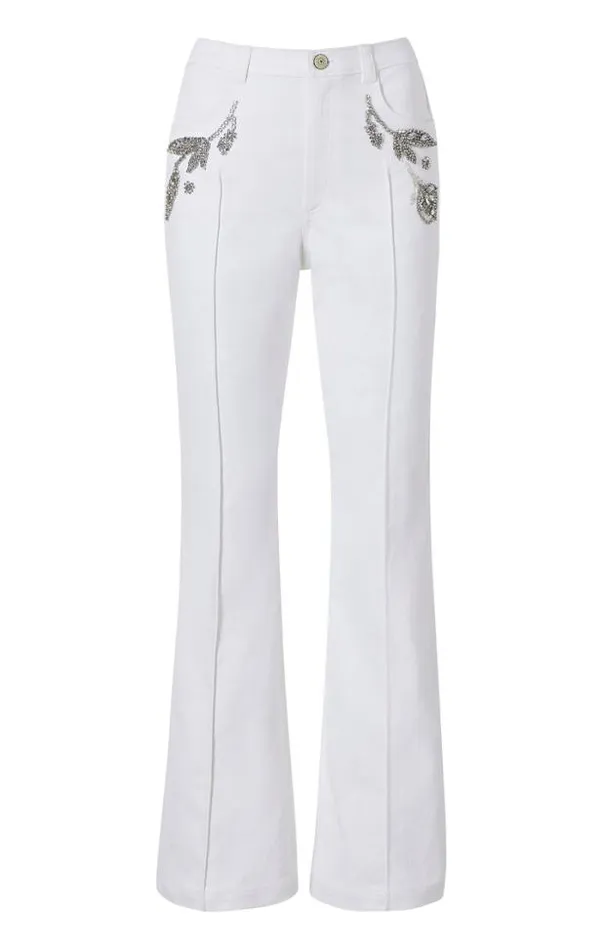 Cinq A Sept Pants Women Crystal Floral Haylie Pant White