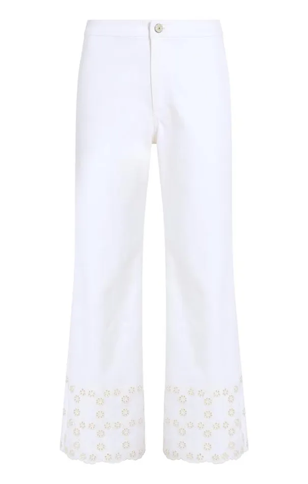 Cinq A Sept Pants Women Floral Eyelet Amelia Pant White