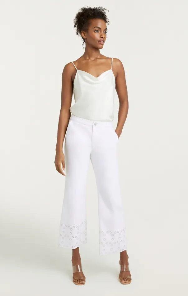 Cinq A Sept Pants Women Floral Eyelet Amelia Pant White