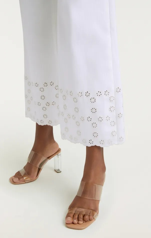Cinq A Sept Pants Women Floral Eyelet Amelia Pant White