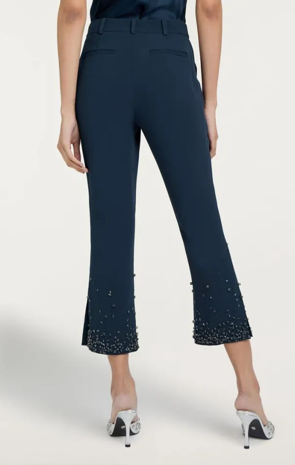 Cinq A Sept Pants Women Rhinestone Crackle Cropped Kerry Pant Peacock Blue
