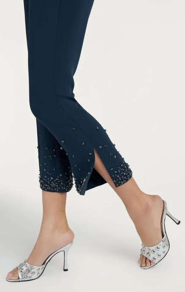 Cinq A Sept Pants Women Rhinestone Crackle Cropped Kerry Pant Peacock Blue