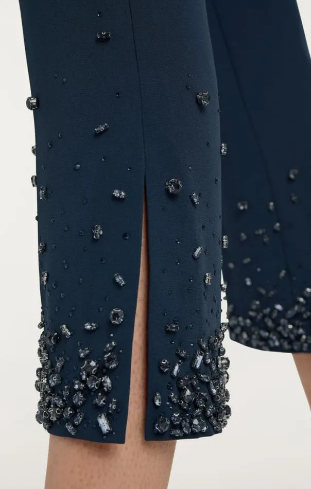 Cinq A Sept Pants Women Rhinestone Crackle Cropped Kerry Pant Peacock Blue