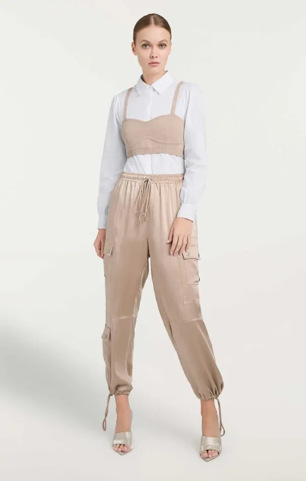 Cinq A Sept Pants Women Satin Nitsan Parachute Pant Oyster