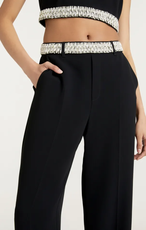 Cinq A Sept Pants Women Stacked Jewelry Embellished Collins Pant Black