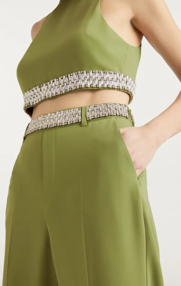 Cinq A Sept Pants Women Stacked Jewelry Embellished Collins Pant Moss