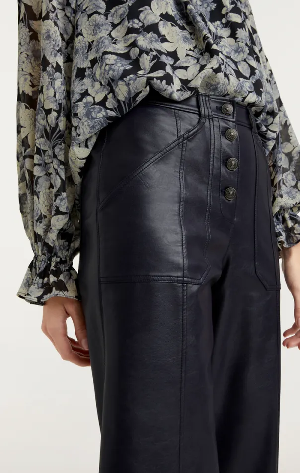 Cinq A Sept Pants Women Vegan Leather Benji Pant Navy