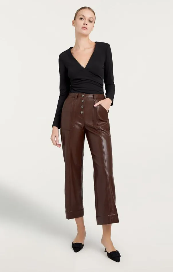 Cinq A Sept Pants Women Vegan Leather Benji Pant Tobacco