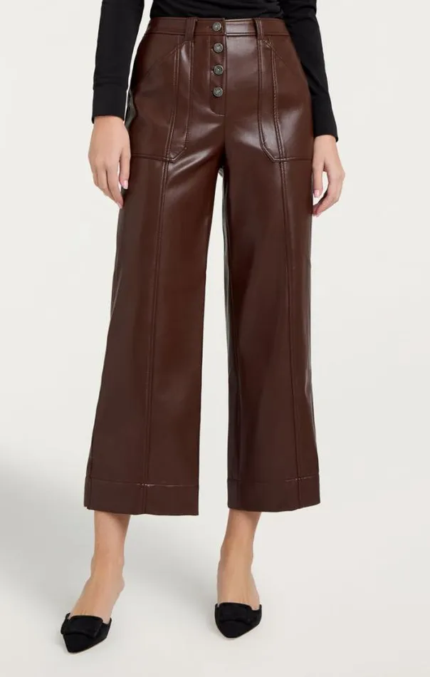 Cinq A Sept Pants Women Vegan Leather Benji Pant Tobacco