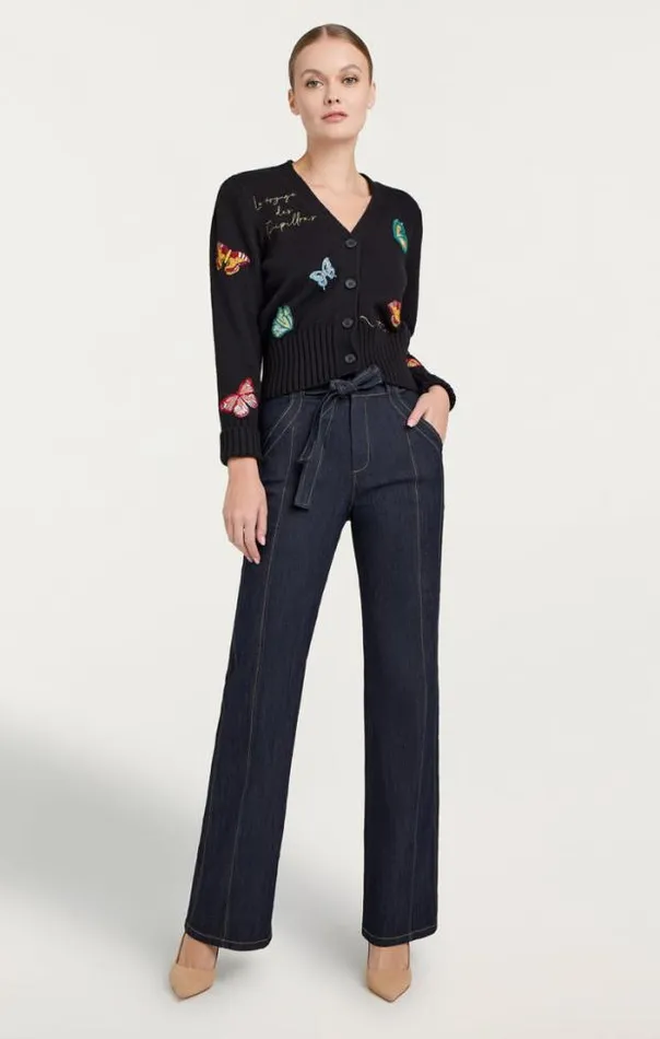 Cinq A Sept Sweaters and Knits Women Butterfly Embellished Morgan Cardigan Black