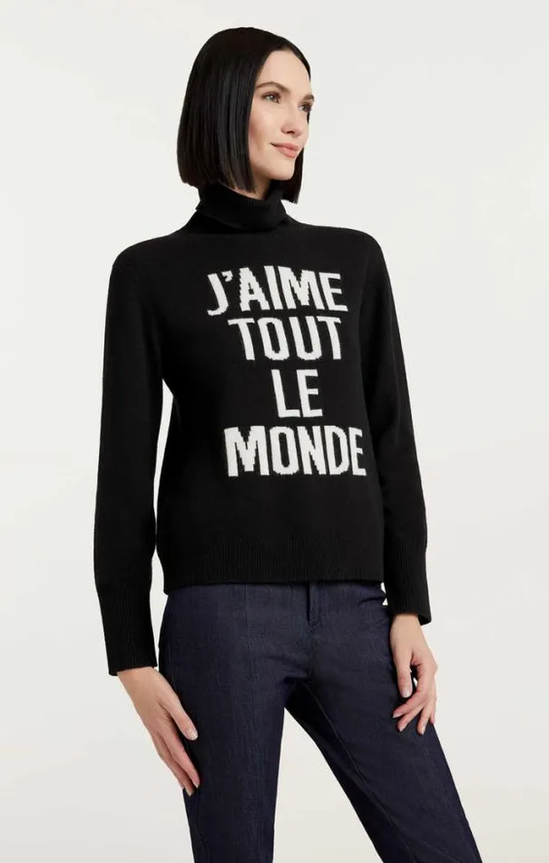 Cinq A Sept Sweaters and Knits Women J039aime Tout Le Monde Turtleneck Blackwhite