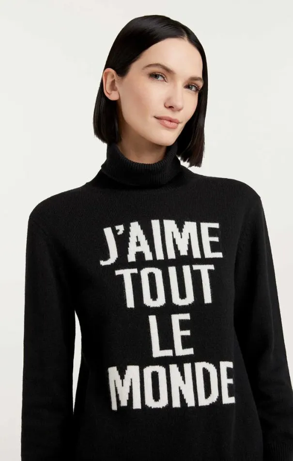 Cinq A Sept Sweaters and Knits Women J039aime Tout Le Monde Turtleneck Blackwhite