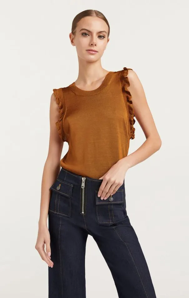 Cinq A Sept Sweaters and Knits Women Knit Lenore Top Pecan