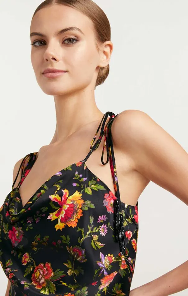 Cinq A Sept Tank Tops and Camisoles Women Beaded Tassel Provence Marta Cami Black Multi