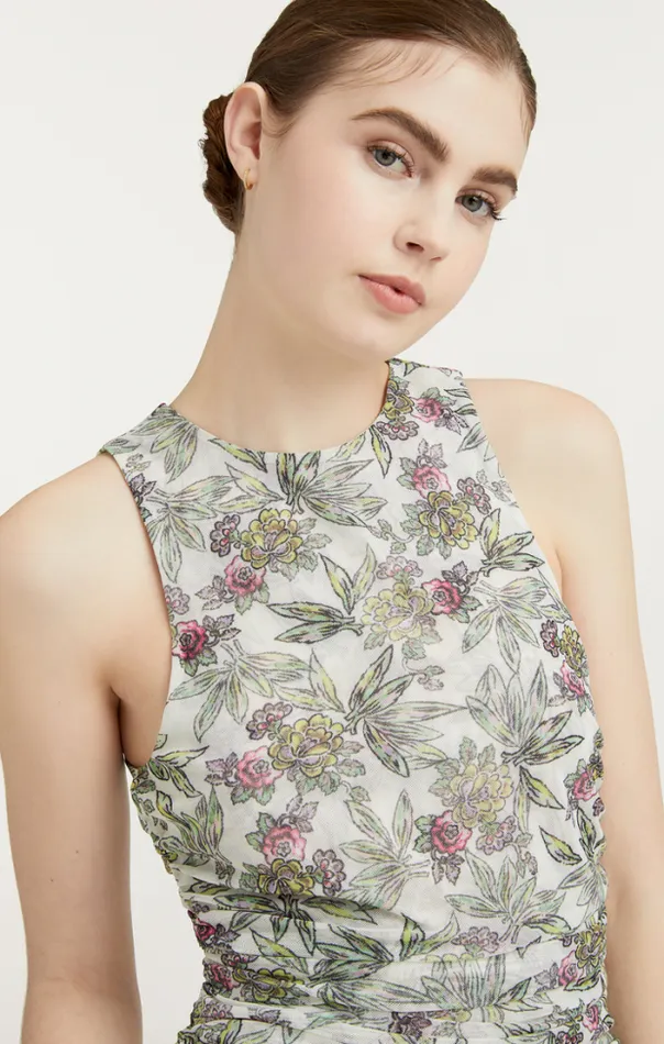 Cinq A Sept Tank Tops and Camisoles Women Botanical Floral Dasha Top Ivory Multi