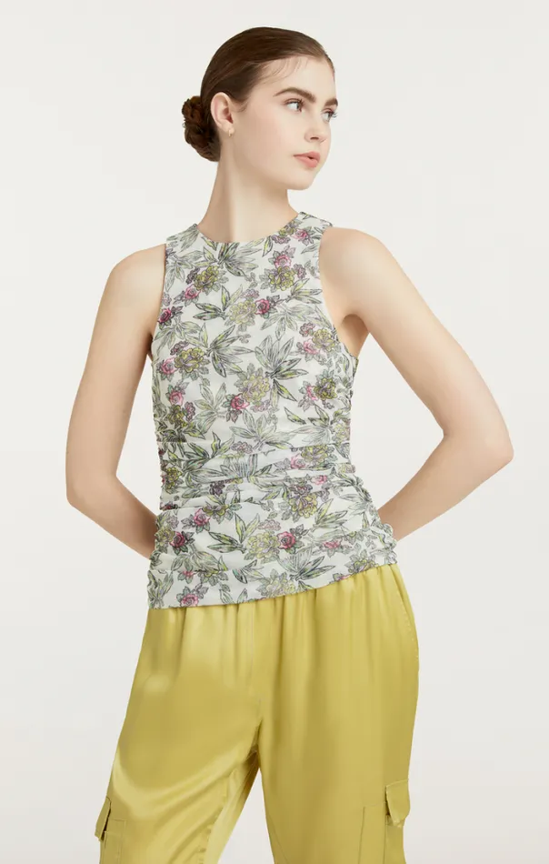 Cinq A Sept Tank Tops and Camisoles Women Botanical Floral Dasha Top Ivory Multi