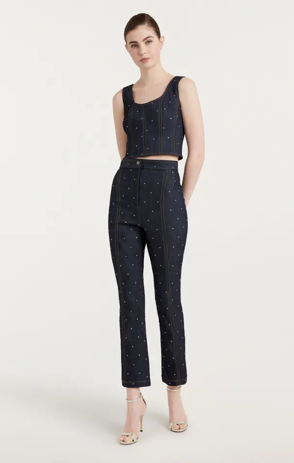 Cinq A Sept Tank Tops and Camisoles Women Ditsy Rhinestone Ora Bustier Indigo