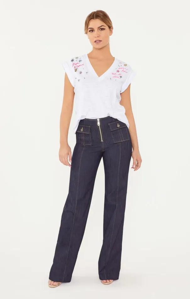 Cinq A Sept Tees Women Ditsy Floral Vneck Bella Tee White Multi