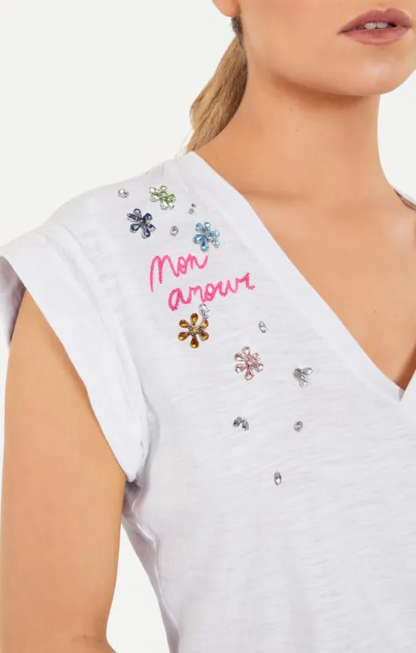 Cinq A Sept Tees Women Ditsy Floral Vneck Bella Tee White Multi