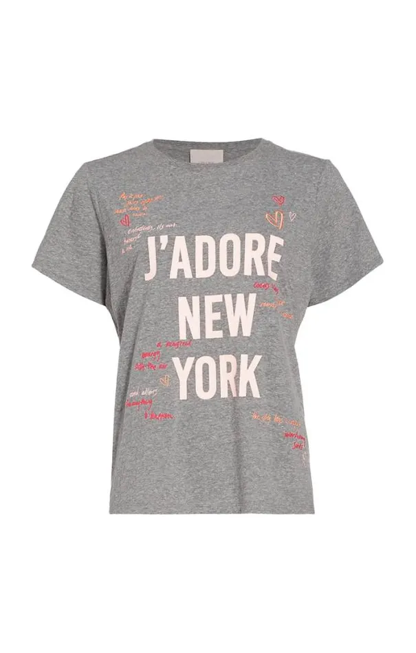 Cinq A Sept Tees Women Love Letter Jadore New York Tee Heather Grey Multi