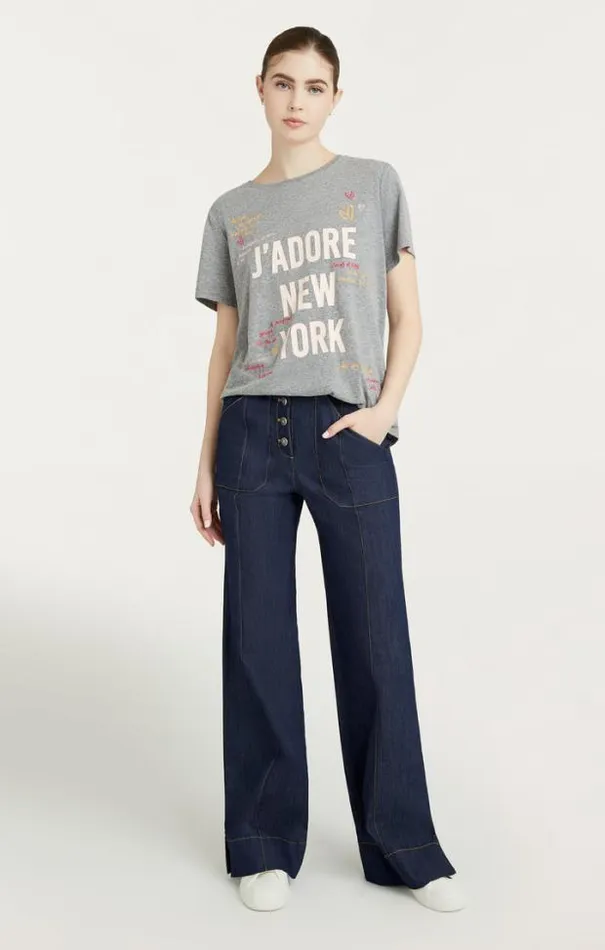 Cinq A Sept Tees Women Love Letter Jadore New York Tee Heather Grey Multi