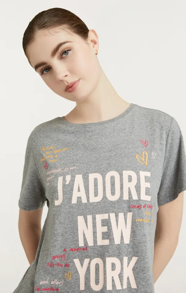 Cinq A Sept Tees Women Love Letter Jadore New York Tee Heather Grey Multi