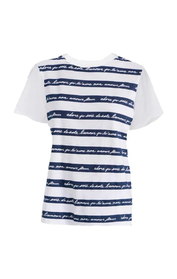 Cinq A Sept Tees Women Love Letter Stripe Tee White Multi