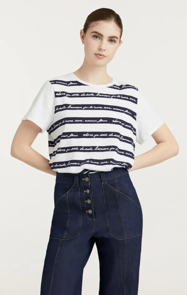 Cinq A Sept Tees Women Love Letter Stripe Tee White Multi