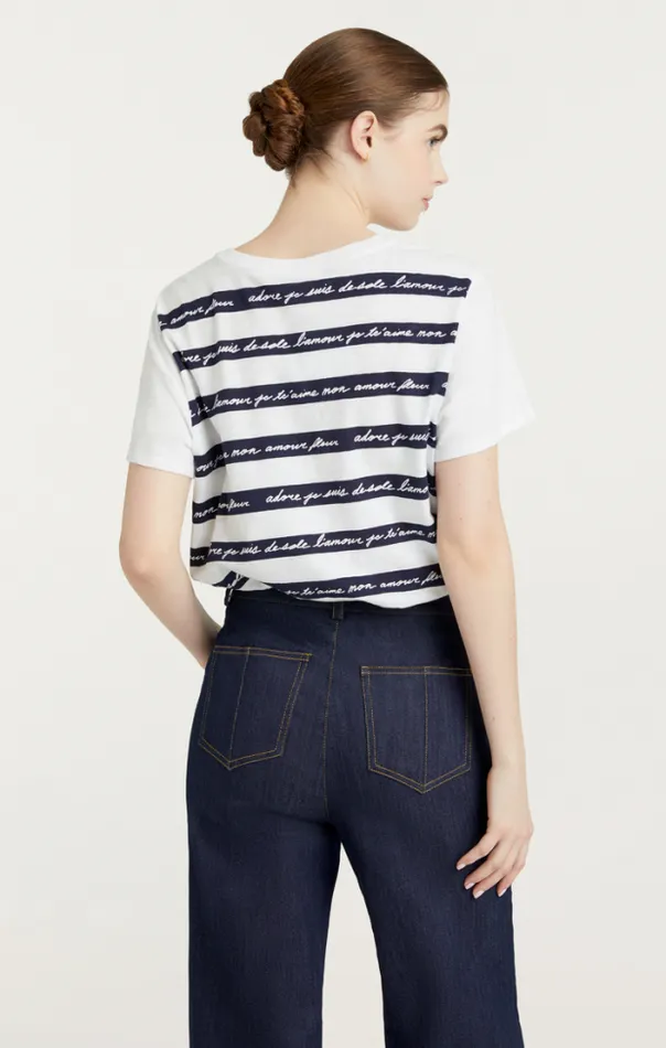 Cinq A Sept Tees Women Love Letter Stripe Tee White Multi