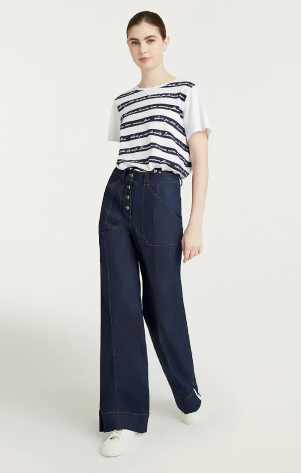 Cinq A Sept Tees Women Love Letter Stripe Tee White Multi